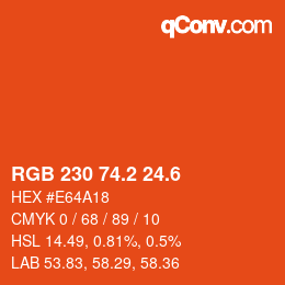 カラーコード: RGB 230 74.2 24.6 | qconv.com
