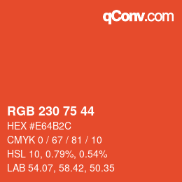 Farbcode: RGB 230 75 44 | qconv.com