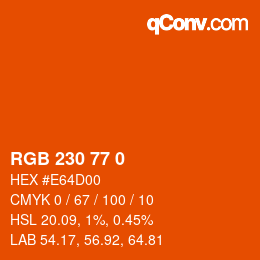 Color code: RGB 230 77 0 | qconv.com