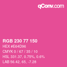 颜色代码: RGB 230 77 150 | qconv.com