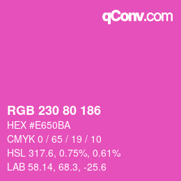 Color code: RGB 230 80 186 | qconv.com
