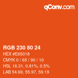 カラーコード: RGB 230 80 24 | qconv.com