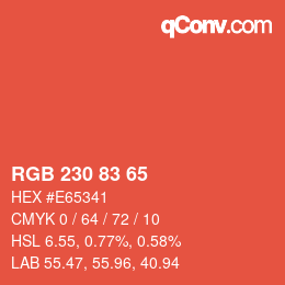 Color code: RGB 230 83 65 | qconv.com