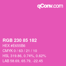 カラーコード: RGB 230 85 182 | qconv.com