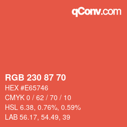 Código de color: RGB 230 87 70 | qconv.com