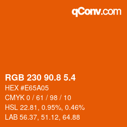 カラーコード: RGB 230 90.8 5.4 | qconv.com