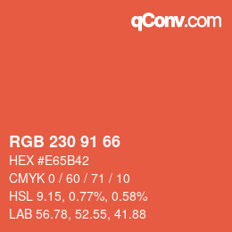 Farbcode: RGB 230 91 66 | qconv.com