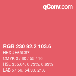 カラーコード: RGB 230 92.2 103.6 | qconv.com