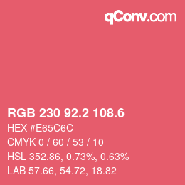 カラーコード: RGB 230 92.2 108.6 | qconv.com