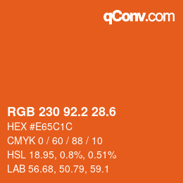カラーコード: RGB 230 92.2 28.6 | qconv.com