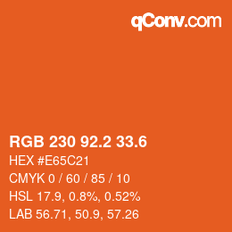 カラーコード: RGB 230 92.2 33.6 | qconv.com