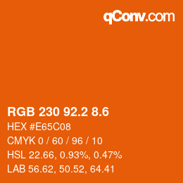 カラーコード: RGB 230 92.2 8.6 | qconv.com