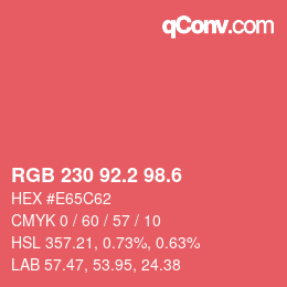 カラーコード: RGB 230 92.2 98.6 | qconv.com