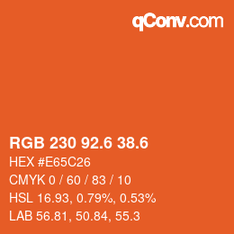 カラーコード: RGB 230 92.6 38.6 | qconv.com