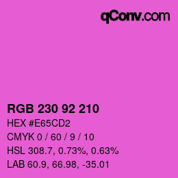 颜色代码: RGB 230 92 210 | qconv.com