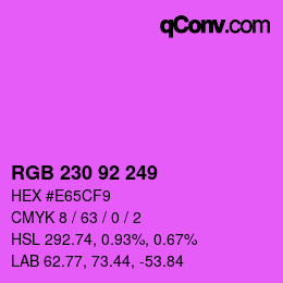 カラーコード: RGB 230 92 249 | qconv.com