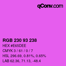Color code: RGB 230 93 238 | qconv.com