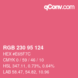 Color code: RGB 230 95 124 | qconv.com