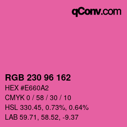 Color code: RGB 230 96 162 | qconv.com