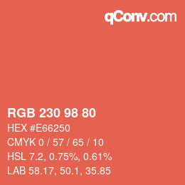 カラーコード: RGB 230 98 80 | qconv.com