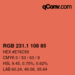 カラーコード: RGB 231.1 108 85 | qconv.com