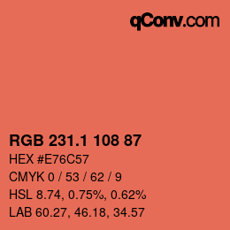 カラーコード: RGB 231.1 108 87 | qconv.com