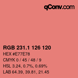 カラーコード: RGB 231.1 126 120 | qconv.com