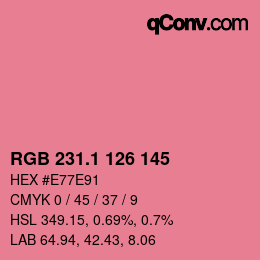 カラーコード: RGB 231.1 126 145 | qconv.com