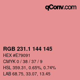 カラーコード: RGB 231.1 144 145 | qconv.com