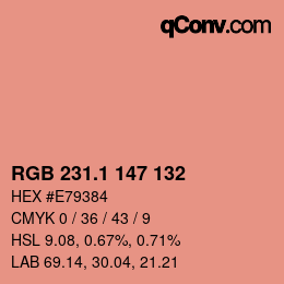 カラーコード: RGB 231.1 147 132 | qconv.com