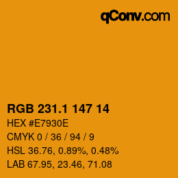 カラーコード: RGB 231.1 147 14 | qconv.com