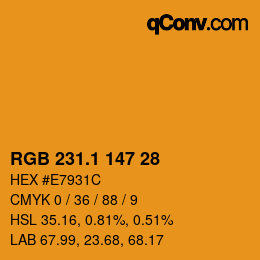 カラーコード: RGB 231.1 147 28 | qconv.com