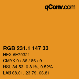カラーコード: RGB 231.1 147 33 | qconv.com