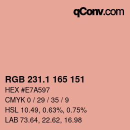 カラーコード: RGB 231.1 165 151 | qconv.com