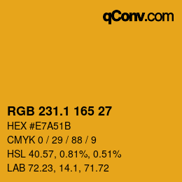 カラーコード: RGB 231.1 165 27 | qconv.com
