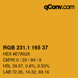 カラーコード: RGB 231.1 165 37 | qconv.com
