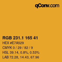 カラーコード: RGB 231.1 165 41 | qconv.com