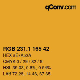 カラーコード: RGB 231.1 165 42 | qconv.com