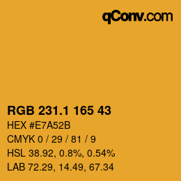 カラーコード: RGB 231.1 165 43 | qconv.com