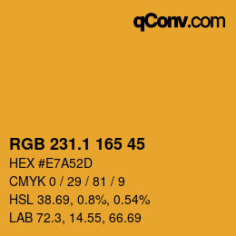 カラーコード: RGB 231.1 165 45 | qconv.com