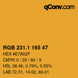 カラーコード: RGB 231.1 165 47 | qconv.com
