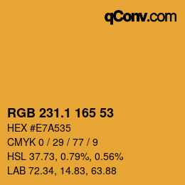 カラーコード: RGB 231.1 165 53 | qconv.com