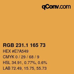カラーコード: RGB 231.1 165 73 | qconv.com