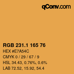 カラーコード: RGB 231.1 165 76 | qconv.com