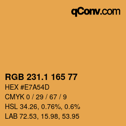 カラーコード: RGB 231.1 165 77 | qconv.com