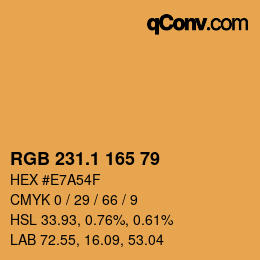 カラーコード: RGB 231.1 165 79 | qconv.com