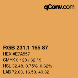 カラーコード: RGB 231.1 165 87 | qconv.com