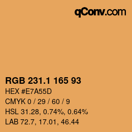 カラーコード: RGB 231.1 165 93 | qconv.com