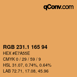 カラーコード: RGB 231.1 165 94 | qconv.com