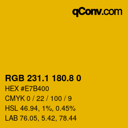 カラーコード: RGB 231.1 180.8 0 | qconv.com